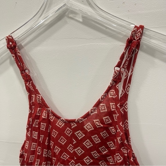 Angie Aztec Printed Lightweight Romper Double Strap Pom-Pom Trim Medium - Picture 5 of 7